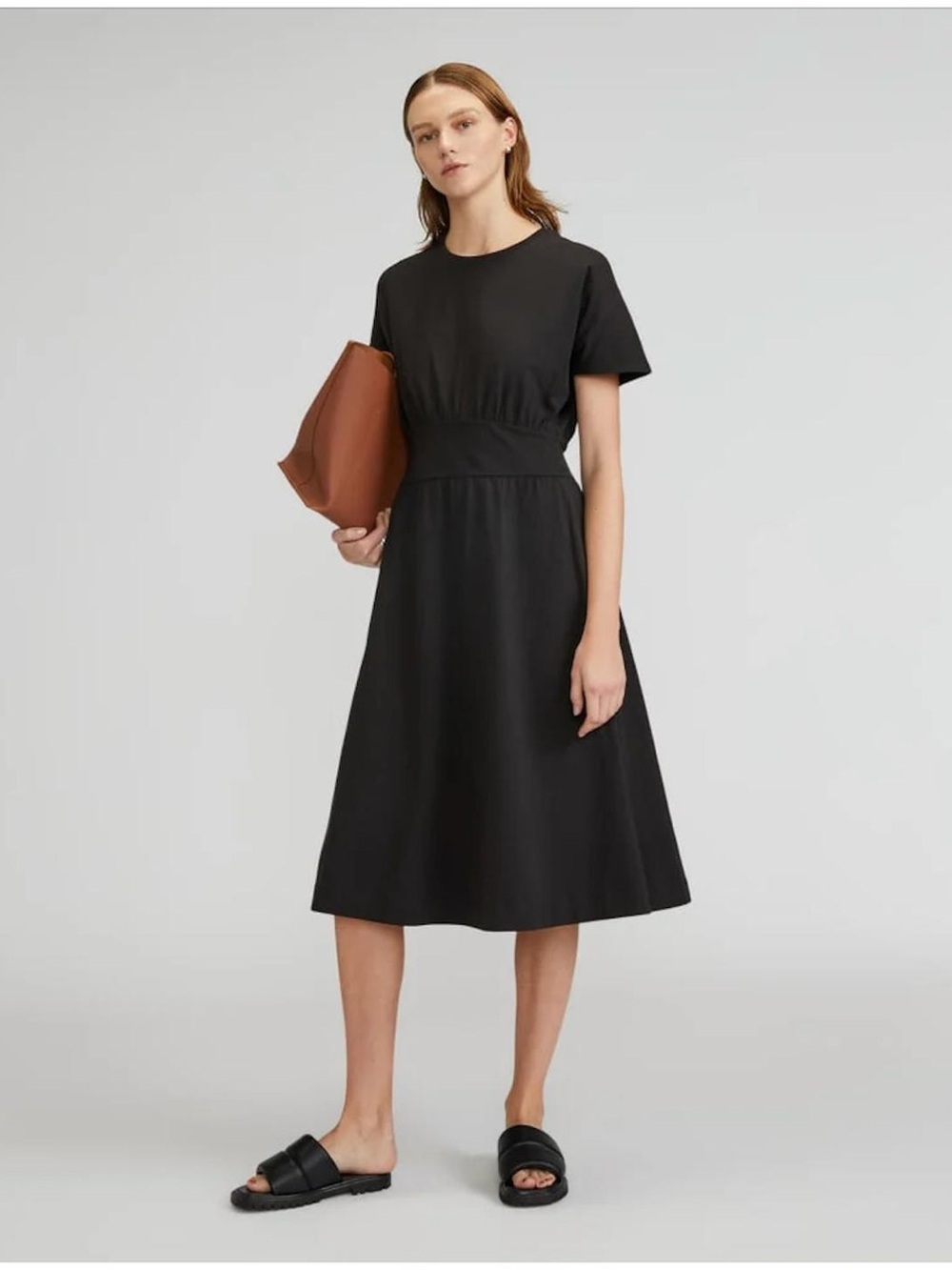 Everlane Organic Cotton Waisted Dress in Black